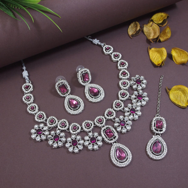 Sudiksha Silver Pink Necklace set