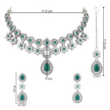 Vansha Silver Green Necklace set