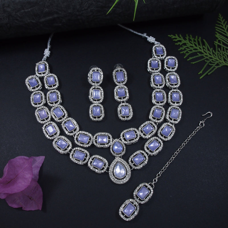 Parineeti Rhodium Purple Necklace set