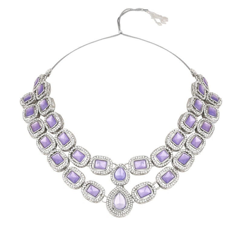 Parineeti Rhodium Purple Necklace set