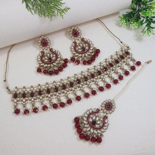 Shalina Maroon Choker Set