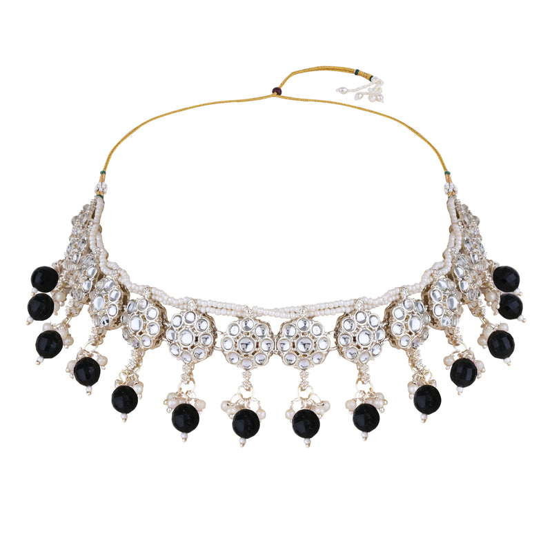 Pankhuri Black White Choker Set