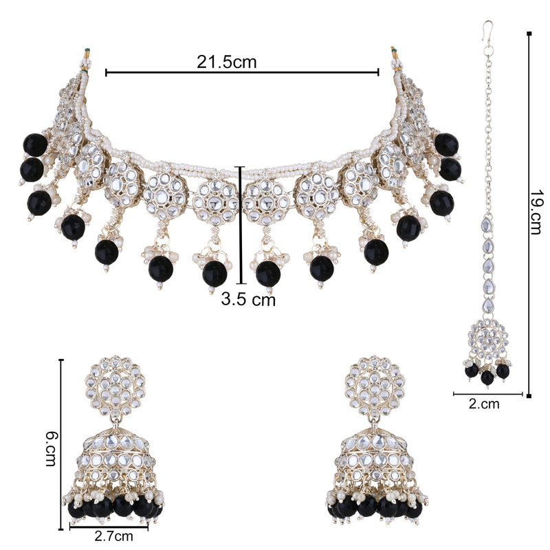 Pankhuri Black White Choker Set