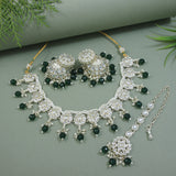 Pankhuri Green White Choker Set