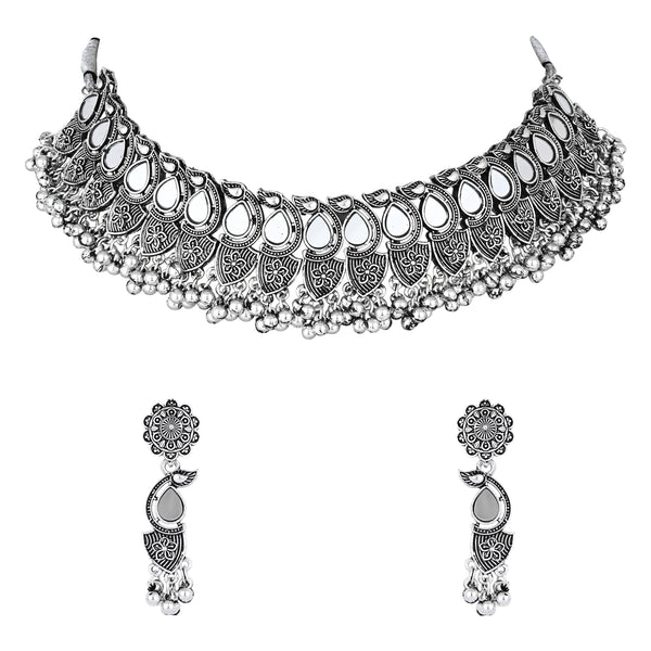 Tiya Oxidised Choker Set