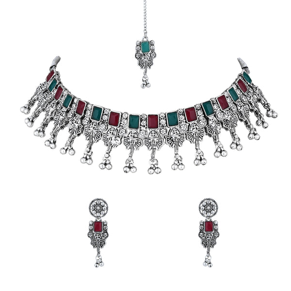 Lavika Multicolor Oxidised Choker Set