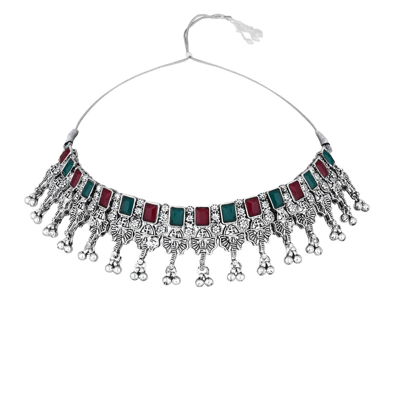 Lavika Multicolor Oxidised Choker Set