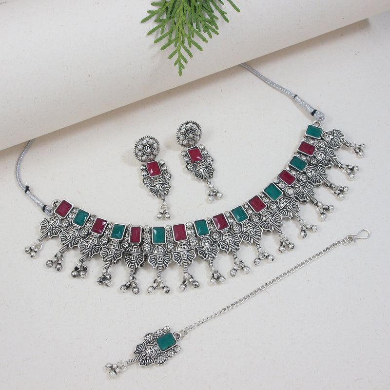 Lavika Multicolor Oxidised Choker Set