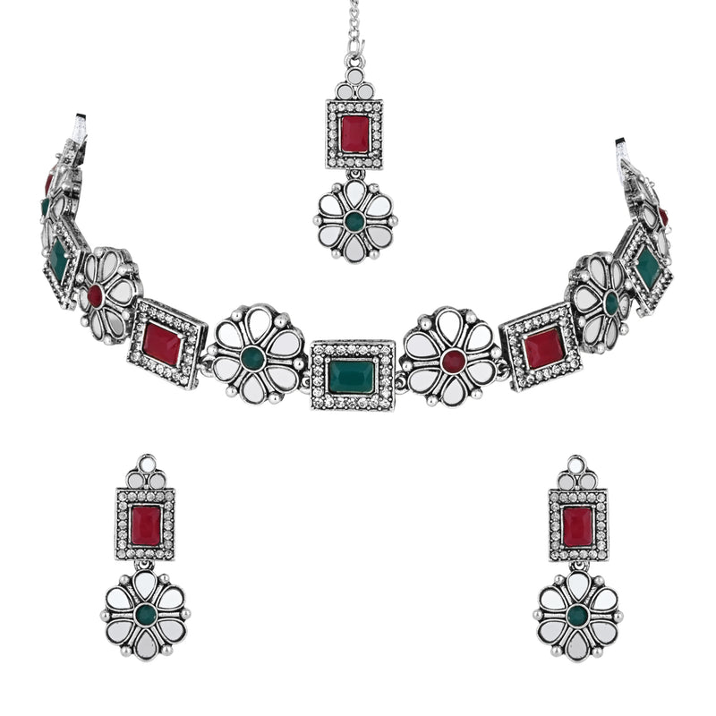 Brishti Multicolor Oxidised Choker Set