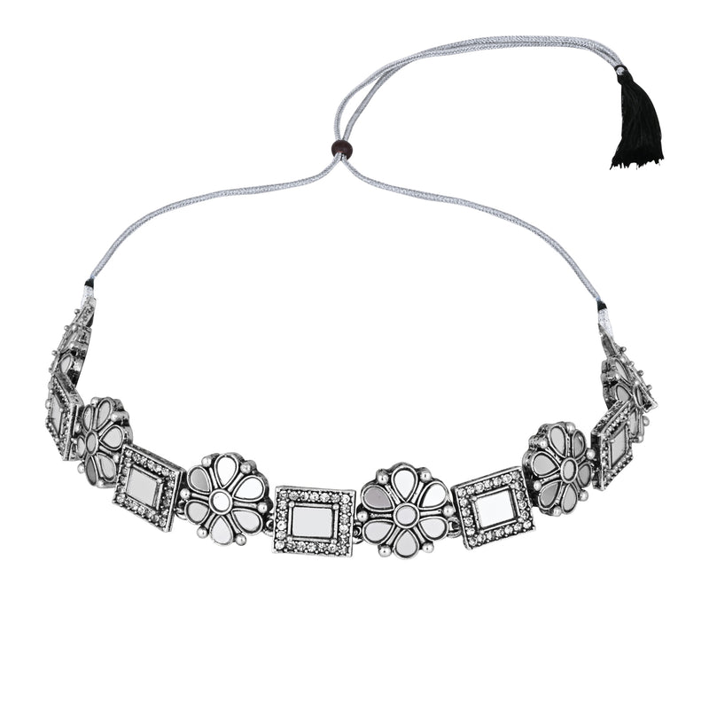 Brishti White Oxidised Choker Set