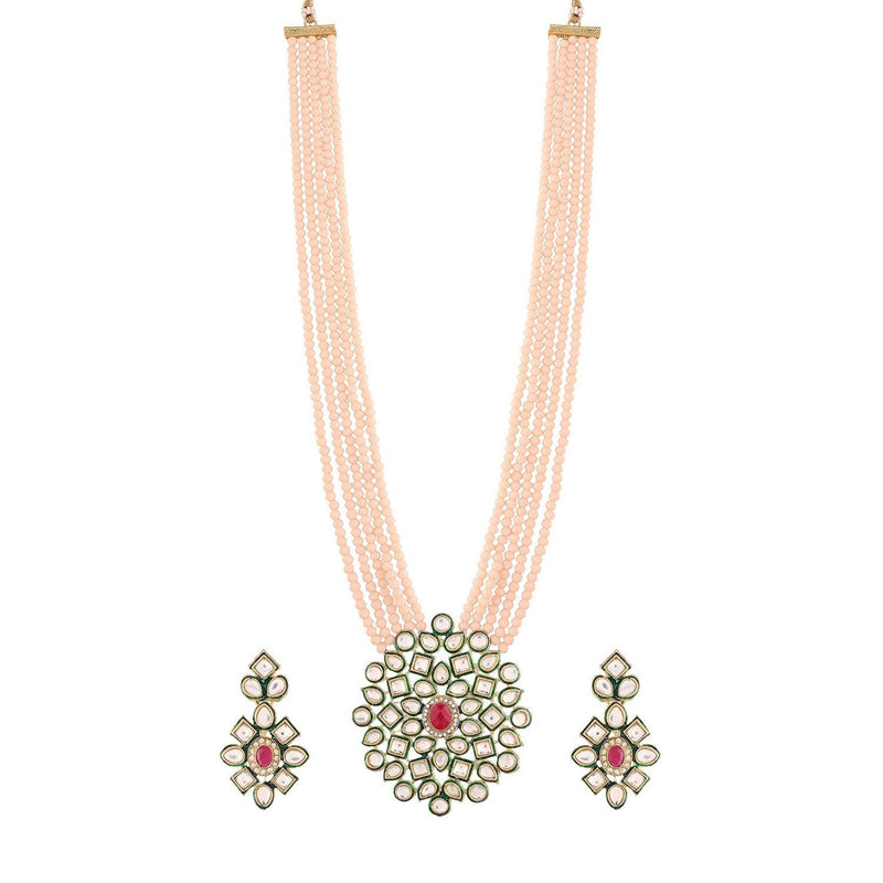 Lambodara Cream Pearl & Kundan Mala