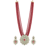 Lambodara Maroon Pearl & Kundan Mala