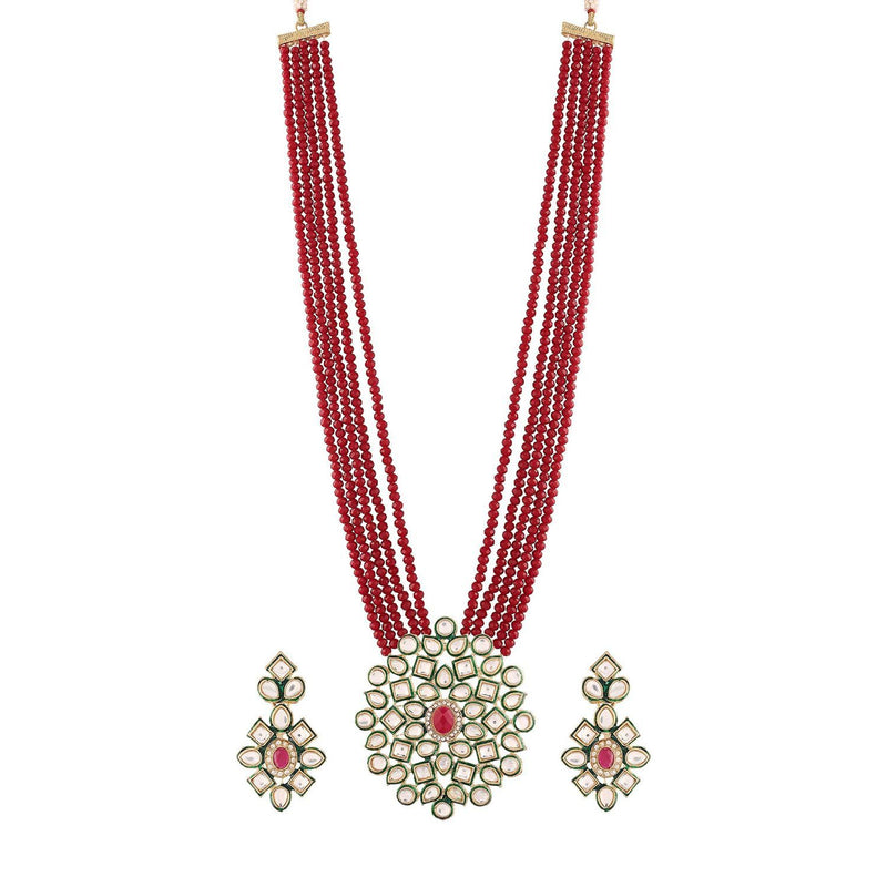 Lambodara Maroon Pearl & Kundan Mala