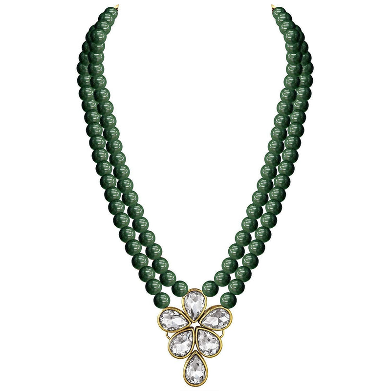 Vakratunda Green Pearl & Kundan Mala