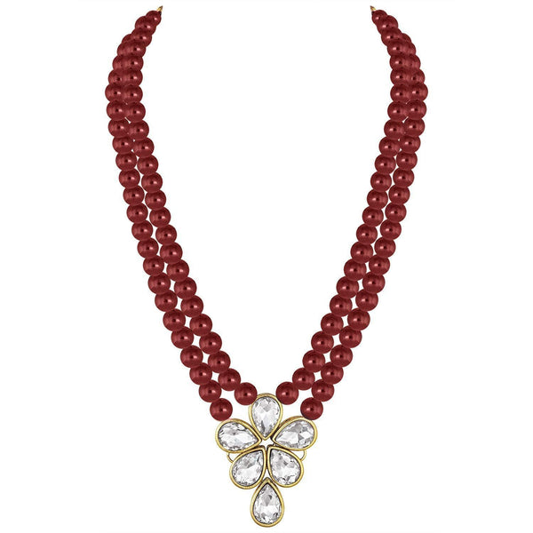 Vakratunda Maroon Pearl & Kundan Mala