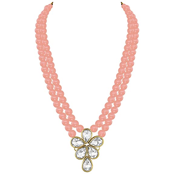 Vakratunda Peach Pearl & Kundan Mala