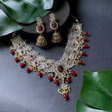 Manasvini Maroon Necklace Set