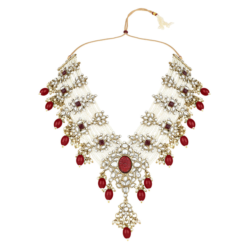 Manasvini Maroon Necklace Set