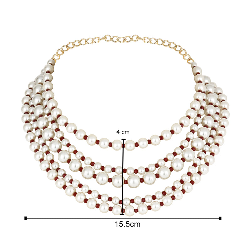 ISHA Maroon Pearl Necklace Set