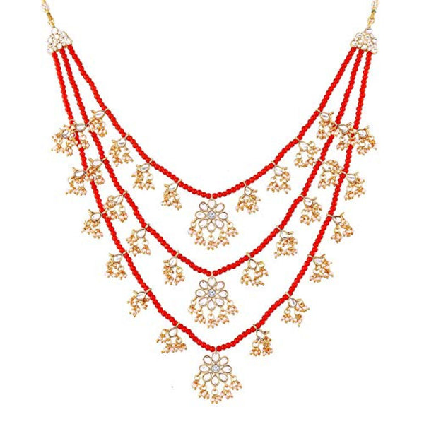 Siddhivinayak Red Pearl & Kundan Mala