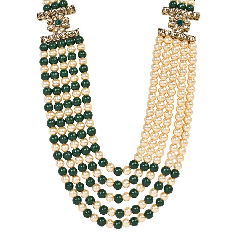 Pitambara Green Pearl & Kundan Mala