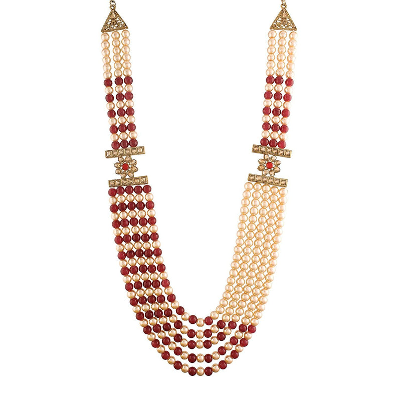 Pitambara Maroon Pearl & Kundan Mala