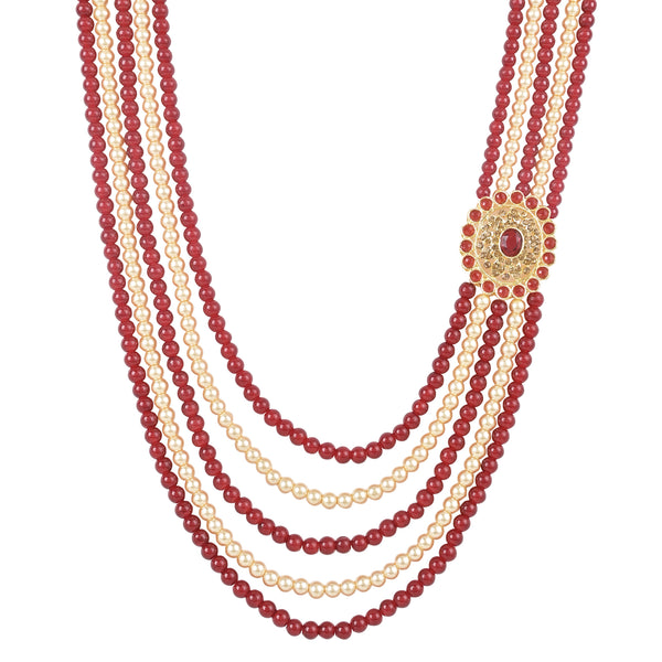 Vighneswara Maroon Pearl & Kundan Mala