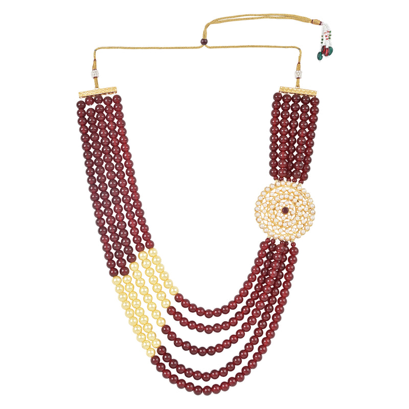 Dharmik Maroon Pearl Mala