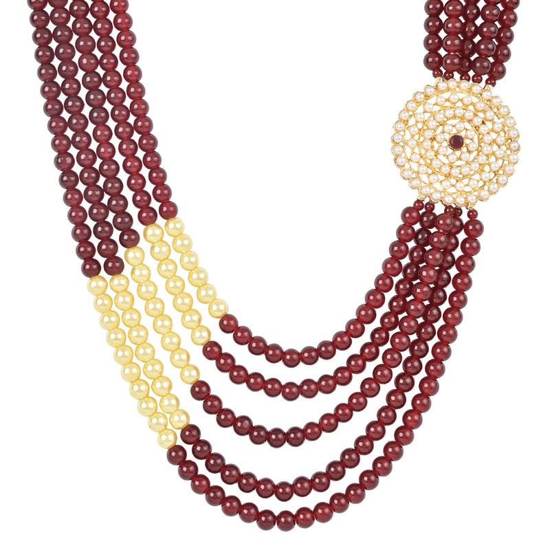 Dharmik Maroon Pearl Mala