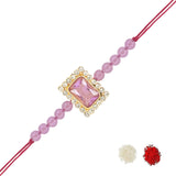 Beautiful Pearl Beads Rakhi with Roli Chawal & Card