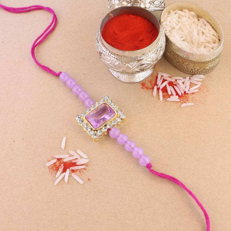 Beautiful Pearl Beads Rakhi with Roli Chawal & Card