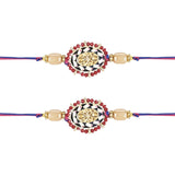 Beautiful Kundan & Pearl Rakhi with Roli Chawal & Card (Pack of 2)