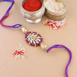 Beautiful Kundan & Pearl Rakhi with Roli Chawal & Card