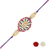 Beautiful Kundan & Pearl Rakhi with Roli Chawal & Card