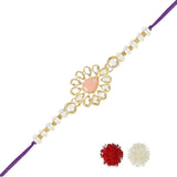 Beautiful Kundan & Pearl Rakhi with Roli Chawal & Card