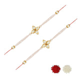 Beautiful Kundan & Pearl Rakhi with Roli Chawal & Card (Pack of 2)