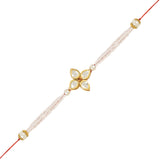 Beautiful Kundan & Pearl Rakhi with Roli Chawal & Card (Pack of 2)