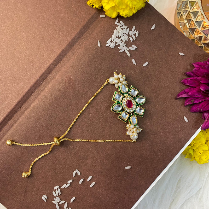 Alluring Pearl & Kundan Lumba Rakhi