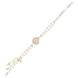 Elegantly Crafted Peach Pearl & Kundan Adjustable Lumba Bracelet