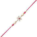 Elegant Bhaiya Bhabhi Pink Lumba Pearl & Rakhi With Roli Chawal &Card