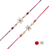 Elegance Kundan & Pearl Beads Rakhi with Roli Chawal & Card (Pack of 2)