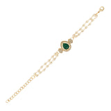 Elegantly Crafted Green Pearl & Kundan Adjustable Lumba Bracelet