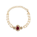 Elegantly Crafted Pink Pearl & Kundan Adjustable Lumba Bracelet