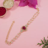 Elegantly Crafted Pink Pearl & Kundan Adjustable Lumba Bracelet