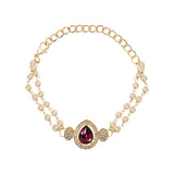 Elegantly Crafted Wine Pearl & Kundan Adjustable Lumba Bracelet