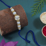 Elegance Kundan & Pearl Beads Rakhi with Roli Chawal & Card (Pack of 4)