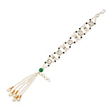 Round Shaped Green Pearl & Kundan Adjustable Lumba Bracelet