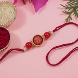 Elegance Kundan & Pearl Beads Rakhi with Roli Chawal & Card (Pack of 3)