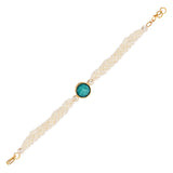 Elegant Bhaiya Bhabhi Turquoise Lumba Pearl Rakhi With Roli Chawal &Card