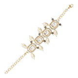 Elegantly Crafted Grey Pearl & Kundan Adjustable Lumba Bracelet